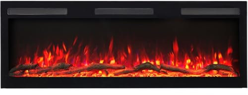 AFLAMO Majestic Pro- Chimenea eléctrica de Pared/empotrable, tecnología LED, Efecto de Llama Realista, función calefacción. (153x45x13)