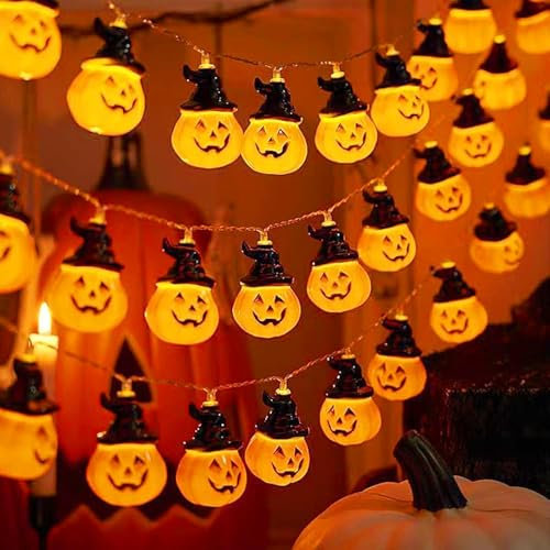 LED Lichterkette Kürbis,Kürbis Lichterkette, Halloween Kürbis 3M für Innen und Außen, Halloween Lichterkette LED Wasserdichte Lichterketten Beleuchtung Halloween Dekoration für Party Garten