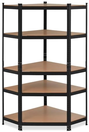 BOUDECH NOOK Eckregal Schwerlastregal Metall MDF mit 5 verstellbaren Böden 180x75x40cm