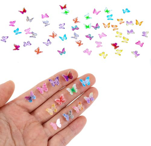 Yuanchu 48 pezzi micro farfalle in resina, piccole farfalle colorate, mini decorazioni per la casa delle bambole, accessori 3D, decorazione per paesaggi fai da te, decorazione terrario