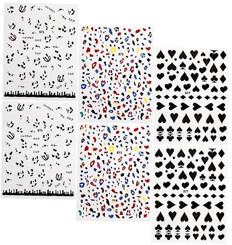 MERRYHAPY 6blätter Kuh-print Nagelsticker Selbstklebende Nägel Dekoration Für Frauen Und Mädchen Nailart Aufkleber Nägel Zubehör Maniküre