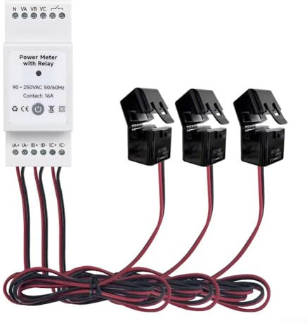 Power Monitor Smart Din Rail Current Voltage 3 Phasen WiFi Energy Meter Advanced 3 Phase Power Monitor Compatible Wifi Energy Meter (80A)