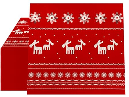 Dmnnlp 40 Stück Servietten Weihnachten, 33x33cm Weihnachten Servietten Rot, Weihnachtsservietten mit Rentier Schneeflocken Motiv für Weihnachtsessen Winterparty