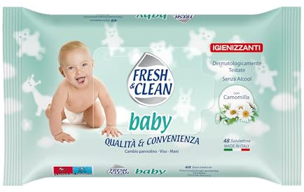 Fresh & Clean - Baby Easy Feuchttücher mit Kamille, ohne Alkohol, weich und saugfähig, 48 Stück