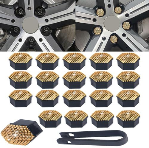 20 Stück Radmutternkappen Radschrauben Radmuttern für Volvo V40 2 (II) 525/526 I 2012-2019 Radschraubenkappen Rad Mutter Cap mit Entfernung Werkzeug,17mm-C