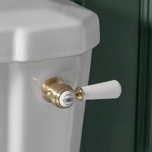 Milano Elizabeth Traditional Bathroom Toilet WC Cistern Flush Lever Ceramic Handle - Brushed Brass