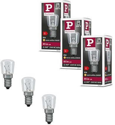 Paulmann 5286 Set Glühbirne Backofenlampe 300° E14 E14 230V 3x85lm 3x15W 2300K dimmbar Klar