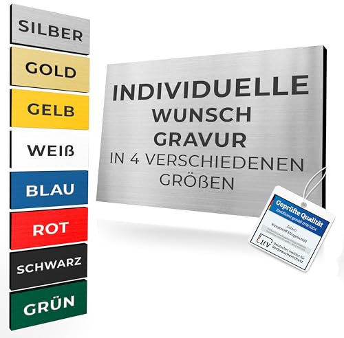 Klingelschild mit Gravur | Namenschild Briefkasten selbstklebend Türschild in vielen Farben & Größen | Briefkastenschild mit Wunschtext Schild für Haustür wetterfest | Namen Plakette (20 Schilder)