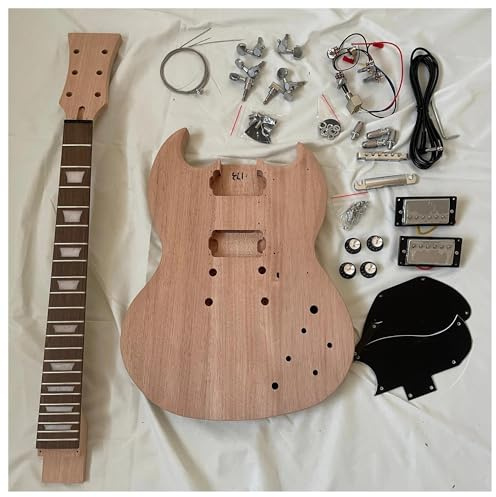 Unvollendeter Gitarrenkorpus Unvollendetes DIY-E-Gitarren-Kit Für SG-Style-Mahagoni-Korpushals Für Anfänger