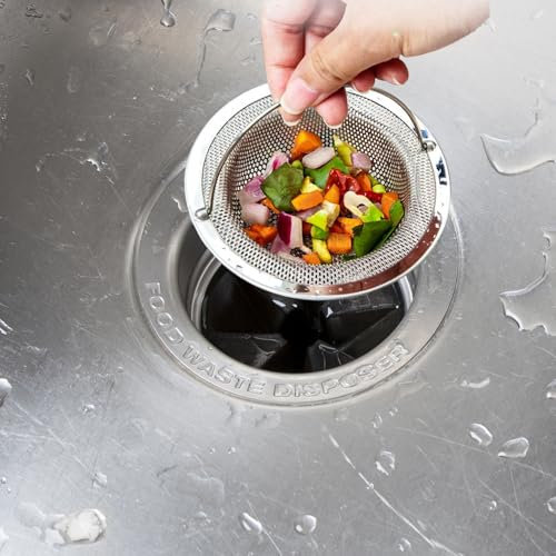 Confezione da 2 filtri per lavello da cucina, in acciaio inox, con manico, anti-intasamento antiruggine (11 cm diametro esterno/8 cm, altezza 2 cm), design facile da pulire (altezza 2 cm)