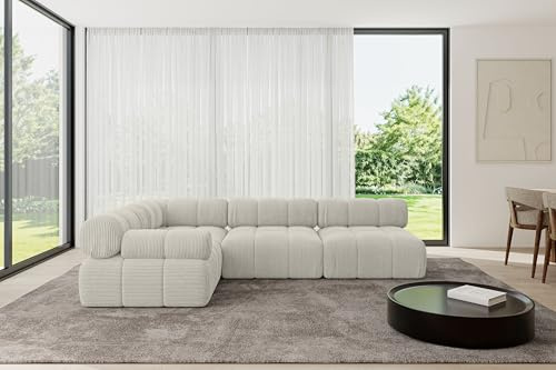 ALTDECOR Modulares Sofa Ecksofa in L-Form Corner modular Sofa Eckcouch Couch Wohnlandschaft Cauchsofa Polstersofa Mende-L2-285x190x70 cm Hellgrau