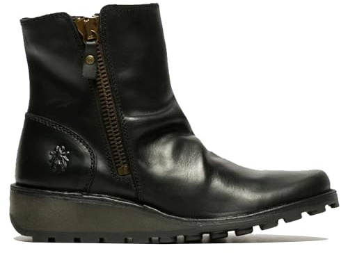 Fly Womens MON944 Leather Wedge Heel Ankle Zip Up Chelsea Boots