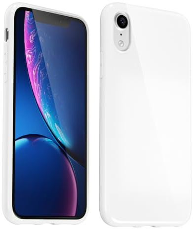 Svanove for iPhone XR Case Silicone, Glossy Soft Rubber Gel Jelly Cute Protective Plastic Simple Plain Phone Case Cover for Women Girl, Slim Thin Flexible Shockproof TPU, White