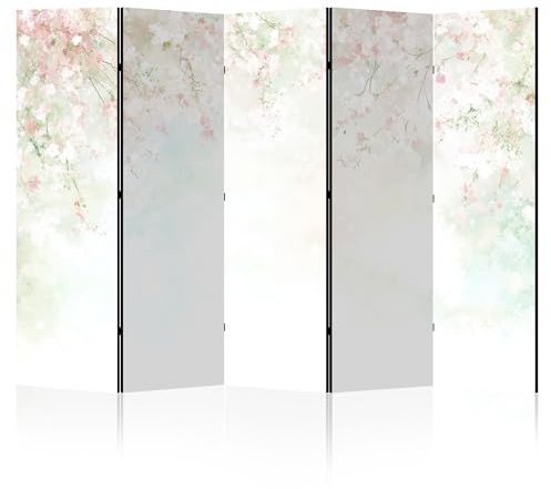 LUMASOUL Paravent Raumteiler Innen beidseitig Bedruckt 225x172 cm Blumen | Vorderseite mit Motiv, neutrale Rückseite, faltbar, freistehend und dekorativ