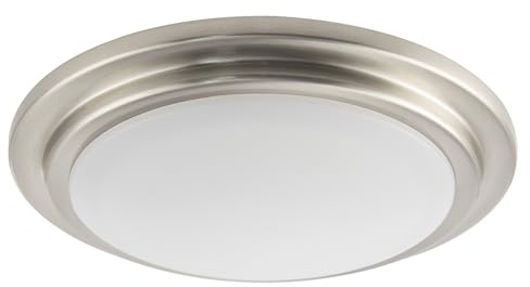 Happy Homewares Modern Chic Satin Nickel Flush LED Bathroom IP44 Ceiling Light Fitting | 15W with 900 Lumen Output | 5cm x 20cm