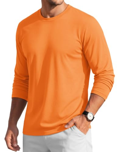 MAGCOMSEN Men's Long Sleeve T Shirts Casual Work Cotton Crew Neck Tops | Basic Plain Lightweight Breathable Soft T-Shirts, Outdoor Moisture Wicking Top
