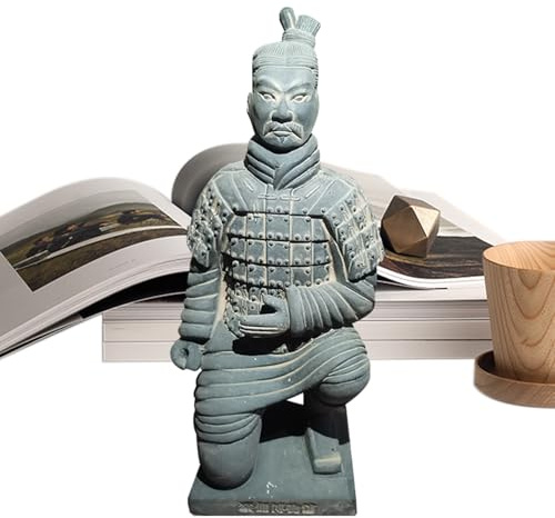 Terrakotta-Soldatenfigur – Modell eines Kriegers aus Ton, Desktop-Statue, Miniatur-Sammelornament, historische Replik der Armee, kniende Bogenskulptur, Artefac