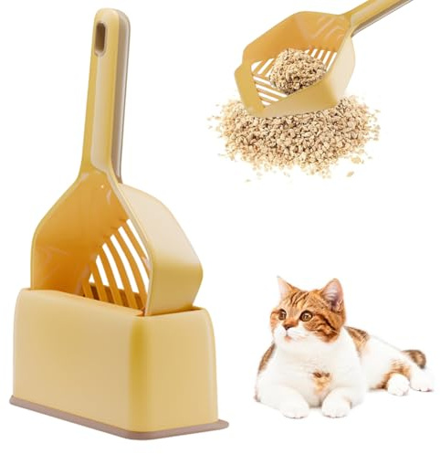 WFKKMEQ Pelle à Litière pour Chat avec Récipient, Pelle à Litière pour Chat avec Support, Pelles à Litiere pour Chat, Fournitures de Nettoyage Animal pour Maison Toilette Chats