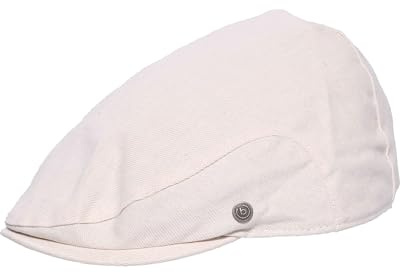 bugatti Herren Flatcap Twill-Optik Leinenmix Klettverschluss Sommer Cap | klassisch | 21 x 26 cm Off White