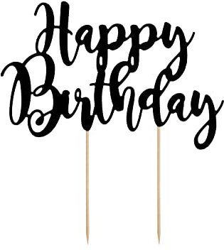 Cake Topper Happy Birthday 22,5 cm x 1 Stück Tortendeko Kuchendeko Tortenstecker Tortenfigur Geburtstag schwarz