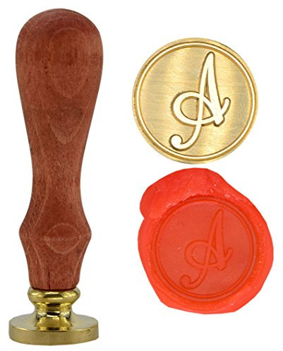 SYAYA Siegelstempel, Vintage, Retro, Messing-Kopf und Holzgriff, 26 Buchstaben, Alphabet A-Z, für Wachssiegel GZ4 a