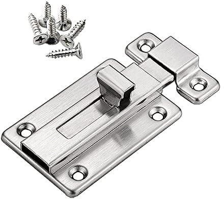 YUOIP® Door Lock Gate Bolt Stainless Steel Door Latch 3 Gate Latch Sliding Bolts for Bathroom Loft Hatch Pet Gate (Stainless Steel Screws)