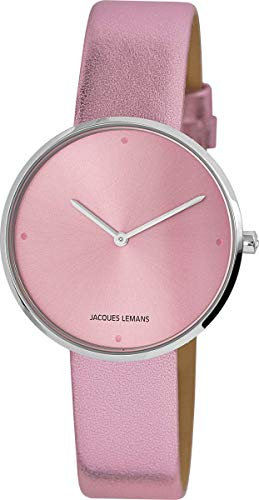 JACQUES LEMANS Damenuhr Design Collection Lederband massiv Edelstahl 1-2056G