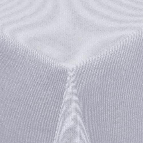 Textil Tischdecke Leinen-Optik 160 x 320 cm eckig hellgrau Fleck-Schutz Tischtuch #8001