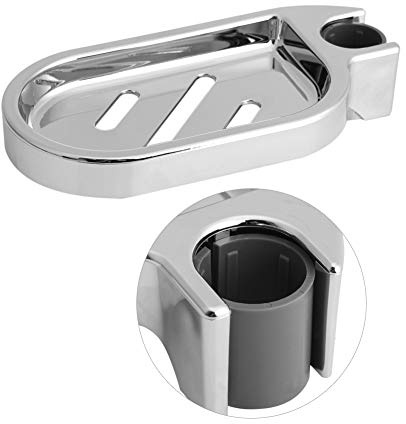 LogozoeSoap Adjustable Dish for Shower - Soap Box Shower Rail Holder Clip-on Tray Plate with Drain for Bathroom Kitchen, No Drill Needed, Fit 25mm Rail/Pipe/Rod