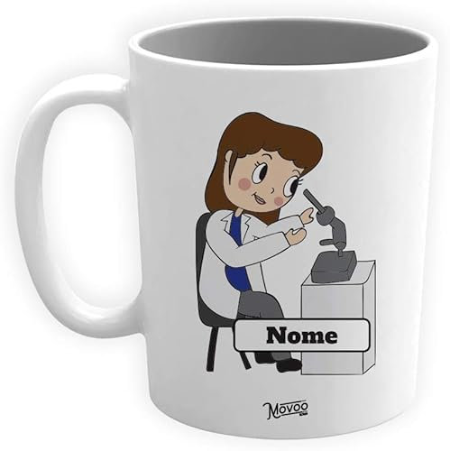 Movoo Design Tazza Biologo con Microscopio Donna Mug Lavabile in Ceramica Personalizzata con Nome