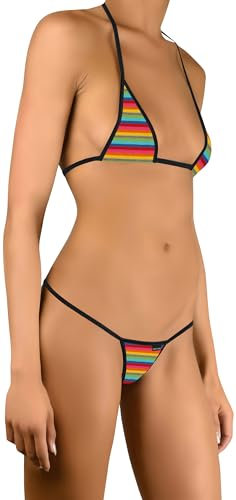 Sohimary 244 Femme 1 Mini String Bikini Rayé XS S M 34 36 38 40 Multicolore