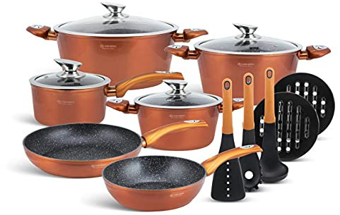 Kochtopf-Set, 15-teilig, Induktion, groß, Granit, antihaftbeschichtet, Keramik, Steintöpfe, Pfannen Set, Deckel
