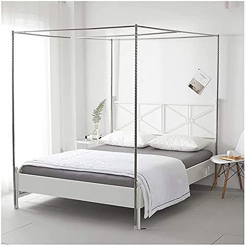 CHLDDHC 22MM Moskitonetz Halterung Viereckbetten, Edelstahl Baldachin, Baldachin Moskitonetz Rahmen, Bett, Metall T-Stücke, Für Super King Einzel-/Doppel-Kingsize-Bett
