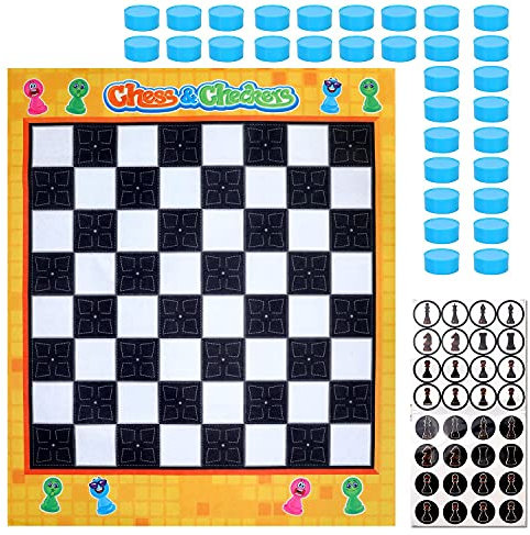 SOKA Chess & Draughts Giant Board Game Set Checkers Classic Entertainment Fun Game Playmat Rug Carpet Travel Board Games Activities for Kids Children Boys Girls and Family – Indoor or Outdoor Play
