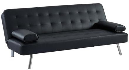 Vente-unique-Schlafsofa Klappsofa - Kunstleder - Schwarz - Michelle II