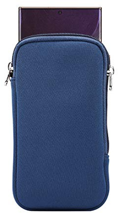 Neopren-Handytasche mit Reißverschluss für Samsung Galaxy S25 Ultra S24 Ultra S24 FE S23 Ultra S22 Ultra A15 A25 A55 A33 5G A54 A16 A34 A05 A14 A03s A04 A23 iPhone 16 Pro Max (blau)
