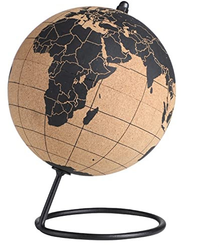 WMDSYGD Kork Globus Halter Gummi Rinde Home Decor Kork Weltkugel mit Pins 3D Reise Ball Wohnzimmer Schreibtisch Dekor Desktop-Statue (Color : S)