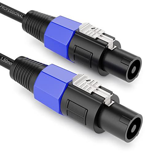 deleyCON 15m PA Lautsprecherkabel - Studio Qualität - aus reinem OFC Kupfer - Kabel für PA Lautsprecher 2-Polig 2x 1,5mm² (AWG15) 7,2mm - Metallverriegelung