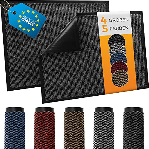 TIMELEOS Paillasson avec très Forte Absorption de la saleté et de l'humidité - Imperméable et Lavable - Résistant - Gris (80_x_120_cm, Anthracite)