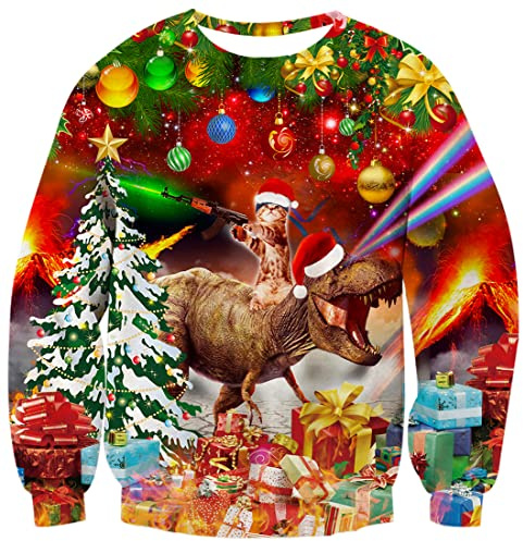 Rave on Friday Weihnachtspullover Neuheit 3D Druck Hässlich Weihnachten Sweatshirts Pullover Jumpers Ugly Christmas Sweater S-XXL