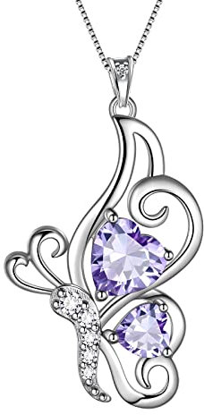 Aurora Tears Lila Schmetterling Herz Halskette Frauen 925 Sterling Silber Tier Schmetterlinge Juni Erstellt Alexandrit Anhänger Schmuck DP0307U