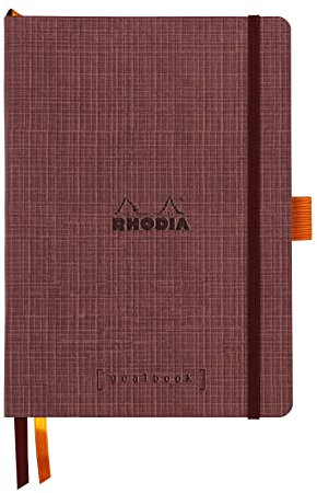 Rhodia 120035C - Rhodia ORANGE Botanique - Notizheft Goalbook mit flexiblem Einband aus Kunstleder, DIN A5, DOT Lineatur, 120 Blatt, elfenbeinfarbiges Papier 90g, Amarant, 1 Stück
