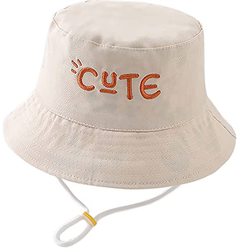 XYIYI Unisex Baby Kleinkind Niedliches Beige Sonnenhut Kinder für 1-2 Jahre Jungen Mädchen mit Breite Krempe,Doppelseitige Abnutzung Reversible