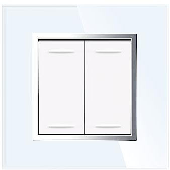JIMEIDA Lichtschalter Unterputz Glas Platte mit Weiß 2 Fach 1 Weg Taste Schalter Wandschalter Kristall Kippschalter 10 Amp,250 V