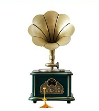 Haut-parleur Bluetooth tourne-disque Gramophone rétro Gramophone sans fil Mini tourne-disque Vintage Gramophone Antique,C
