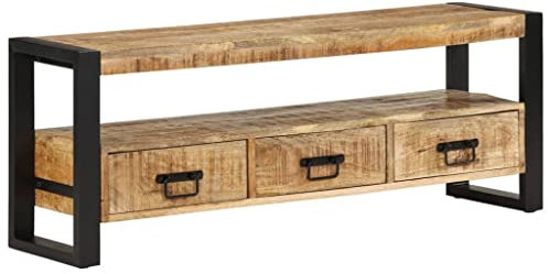 JUNZAI TV-Schrank 120x30x45 cm Massivholz Mango Fernsehtisch, TV Lowboard, Fernsehschrank, TV Bank, TV Table, TV Kommode - 351669