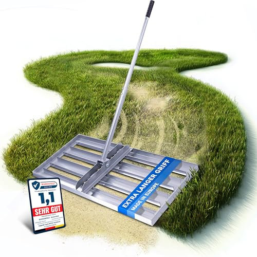 Schwanfeld® [80x30cm] Rasenrakel [LANGLEBIG & ROBUST] - inkl. 1,4m Stiel aus Metall - Rasenrechen aus hochwertigem legiertem Stahl - Rasen Rakel für die perfekte Rasenpflege - Lawn Leveling rake