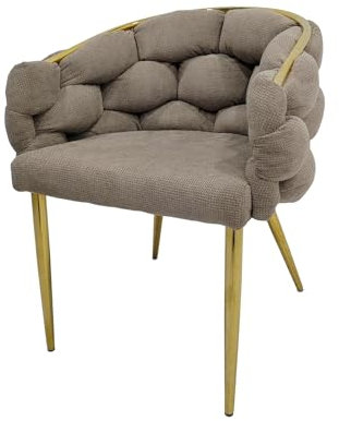 HTI living Stuhl Alsen Gold Braun Design Polsterstuhl goldenes Metallgestell