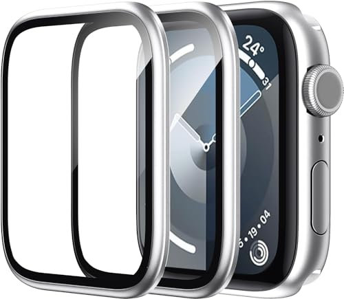 WSKEN Schutzfolie für Apple Watch Series 9/8/7 41mm Folie, [Titanium Alloy Frame] Displayschutz Schutzfolie Blasenfreie, 3D Volle Abdeckung, Anti-Staub, Anti-Kratzer, Anti-Fingerabdruck