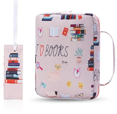 Hixingo Funda de Tela Ajustable para Libros con Cremallera, Protectora para Biblia y Amantes de la Lectura (26x19cm)